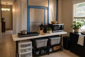 Temporary kitchen setup during a Fort Myers kitchen remodel