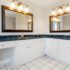 Bathroom vanity with PVC cabinet box and quartz countertop in a Fort Myers home