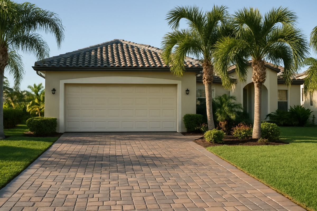 Paver driveway in front of a Southwest Florida home