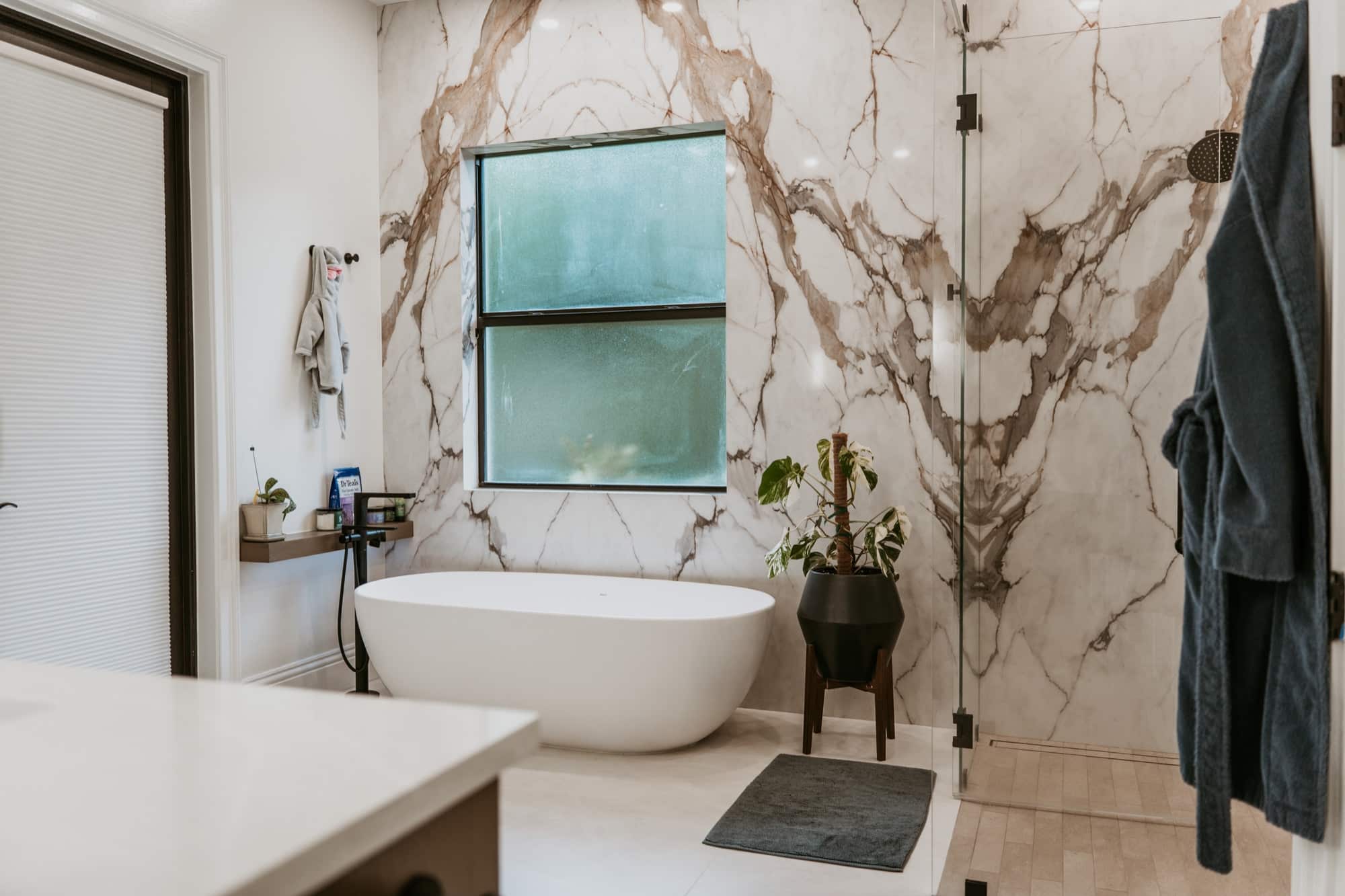Primary bath: freestanding tub. Alliance Construction remodel, Southwest Florida