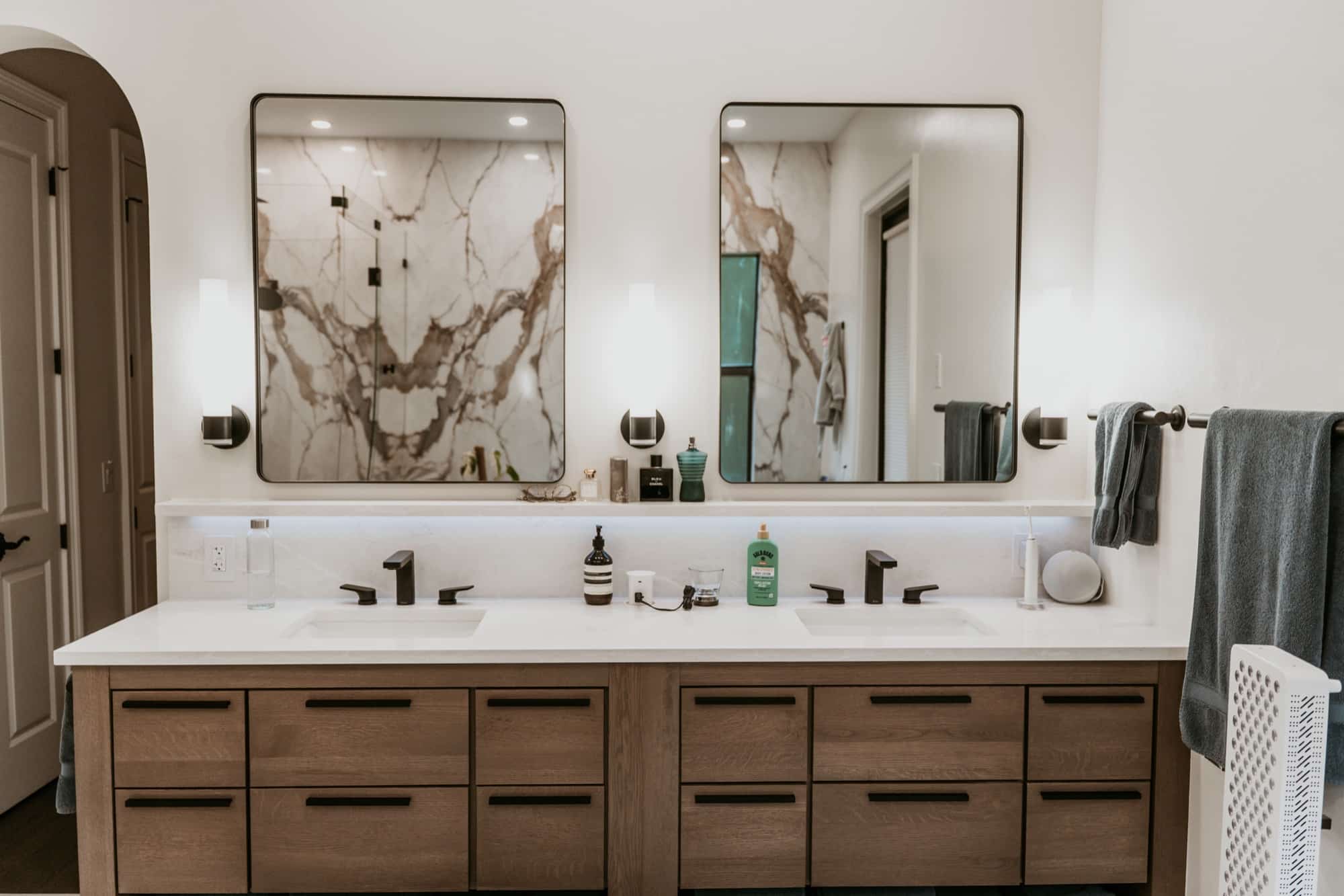 Primary bath: double vanity. Alliance Construction remodel, Southwest Florida