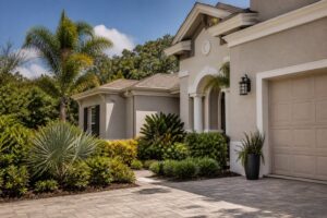 Freshly painted light-colored Southwest Florida stucco home exterior