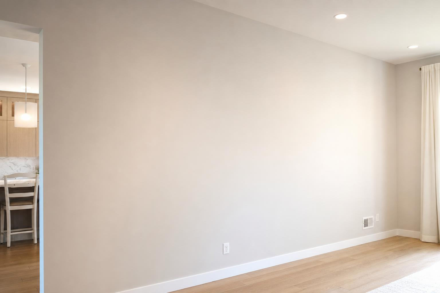Smooth finished wall under strong side lighting with no visible joint shadows