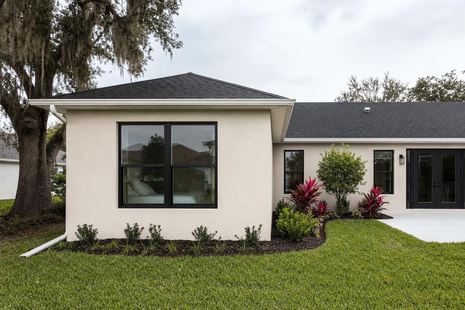 Primary-suite addition connected to the roofline of an existing Florida home