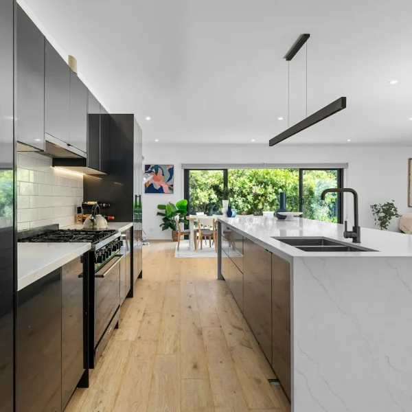 Flooring installation modern kitchen wood floor in Fort Myers FL