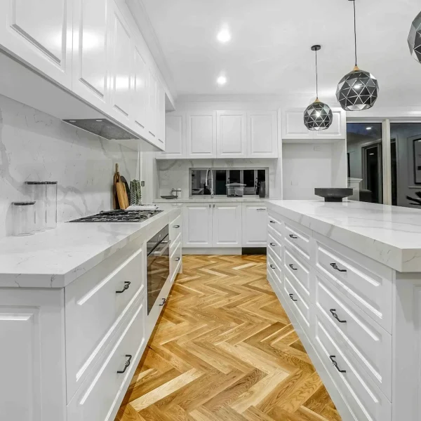 Flooring installation herringbone kitchen floor in Fort Myers FL